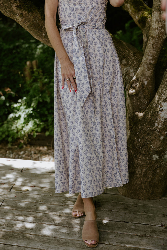 Parisian Bloom Dress - Vintage Blue