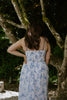 Floral Front Tie Corset Midi Dress - Blue