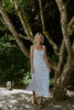 Stripe Button Down Midi Dress - Blue