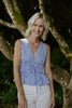 Sleeveless Striped Smocked Shirt - Blue
