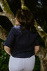Button Up Eyelet Top - Navy