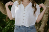 Button Up Eyelet Top - White