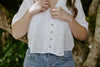 Button Up Eyelet Top - White