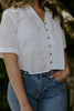Button Up Eyelet Top - White