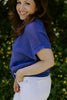 Crochet Knit Short Sleeve - Cobalt Blue