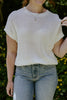 Crochet Knit Short Sleeve Sweater - White