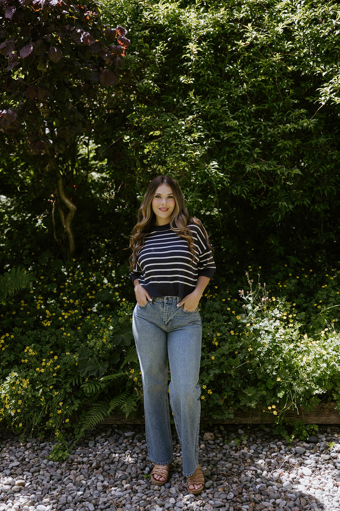 Boxy Striped Knit - Navy
