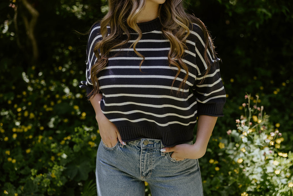 Boxy Striped Knit - Navy