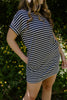 Casual Striped Everyday Dress - Navy