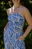 Palm Print Top & Pant Set - Blue