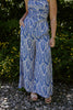 Palm Print Top & Pant Set - Blue