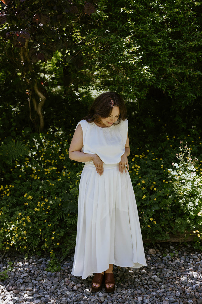 Bubble Top & Skirt Set - White