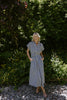 Striped Classic Button Up Midi - Navy