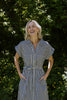 Striped Classic Button Up Midi - Navy