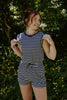 Striped Casual Romper - Navy