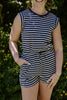 Striped Casual Romper - Navy