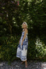 Scallop Trim Floral Midi Dress - Blue