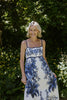 Scallop Trim Floral Midi Dress - Blue