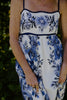 Scallop Trim Floral Midi Dress - Blue