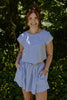 Striped Top & Skirt Set - Light Blue
