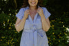 Striped Classic Button Up Midi - Blue