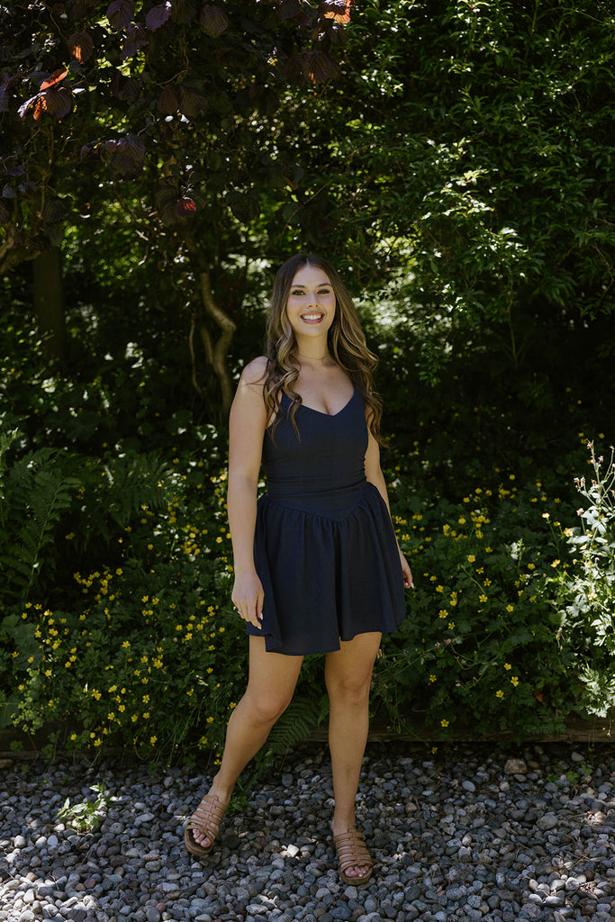 Spaghetti Strap Mini Dress - Navy