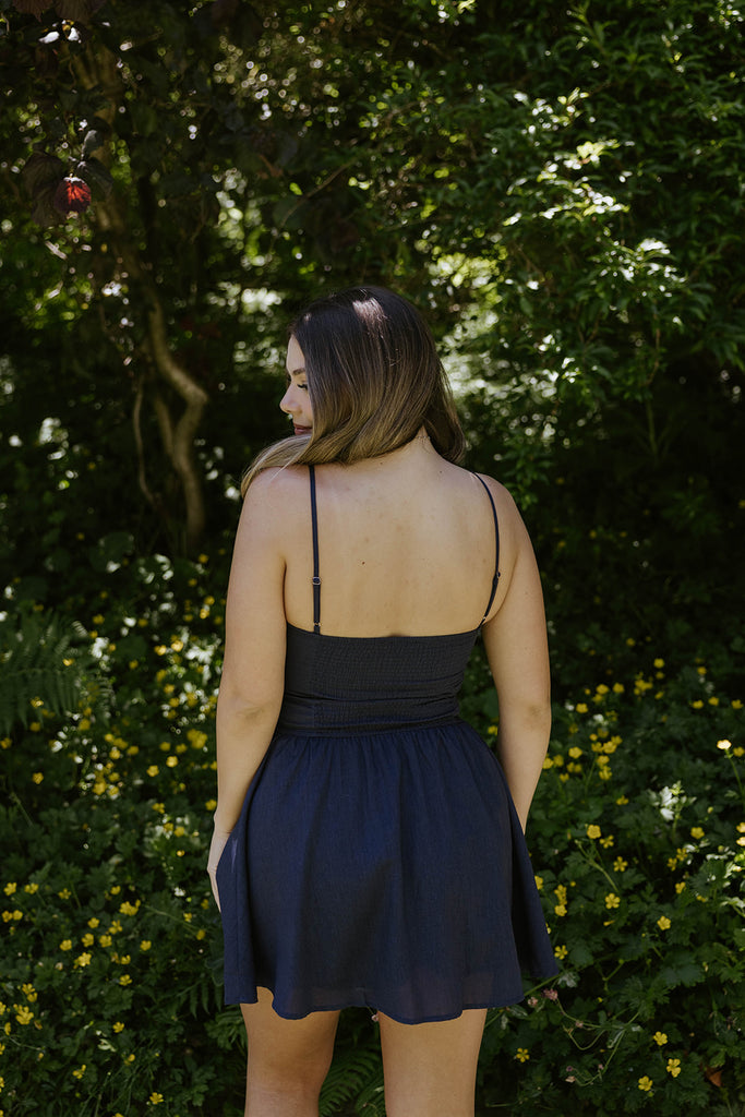 Spaghetti Strap Mini Dress - Navy