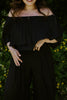 Drape Off Shoulder Top & Flowy Pant - Black