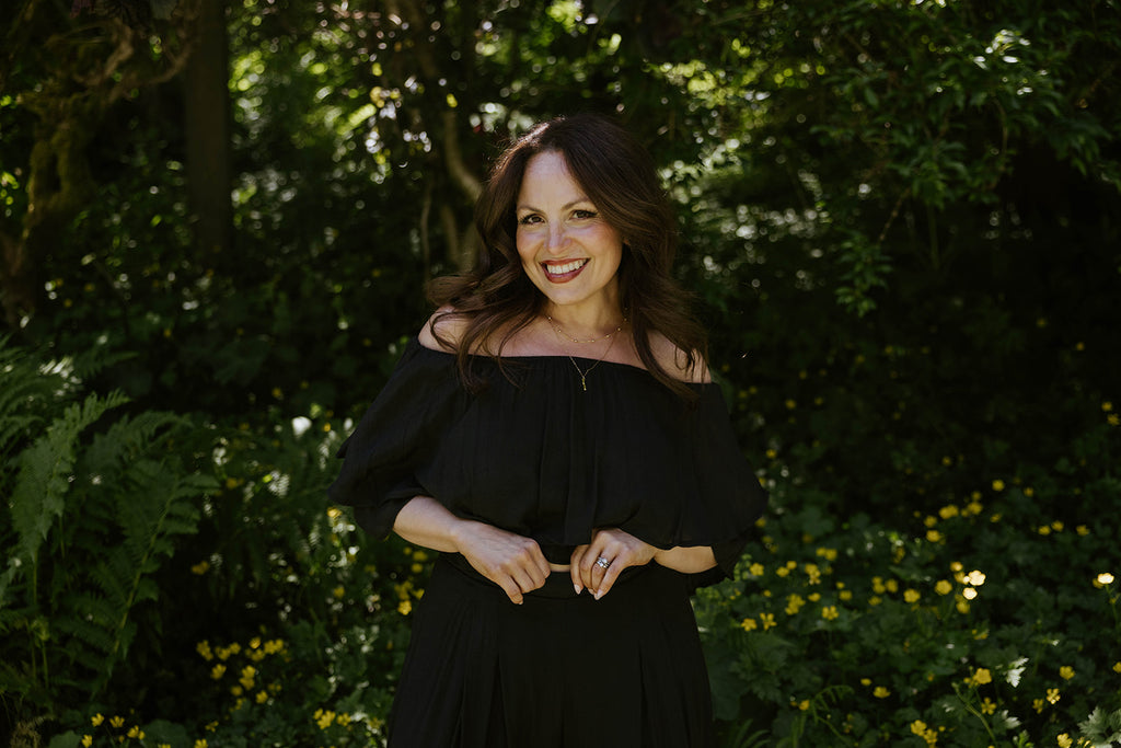 Drape Off Shoulder Top & Flowy Pant - Black