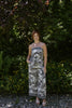 Palm Print Black & White Strapless Pant Set