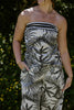 Palm Print Black & White Strapless Pant Set