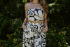 Abstract Print Top & Flowy Pant Set - Black