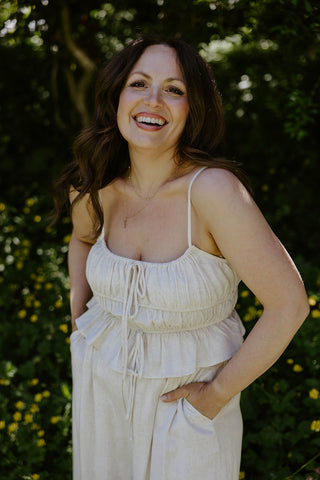 Embroidered Scalloped Top - Cream