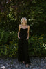Linen Ruched Top & Flowy Pant Set - Black