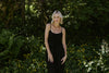 Linen Ruched Top & Flowy Pant Set - Black