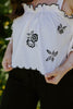 Embroidered Scalloped Top - Cream
