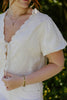 Embroidered Front Tie Shirt - Cream