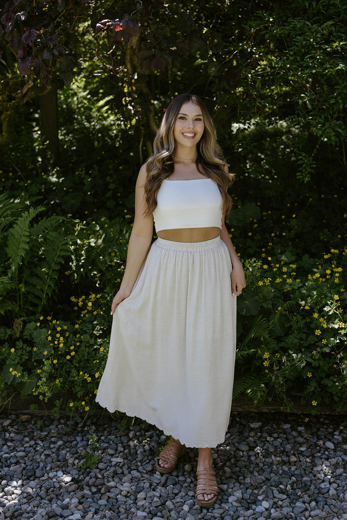 Midi Linen Skirt - Oat