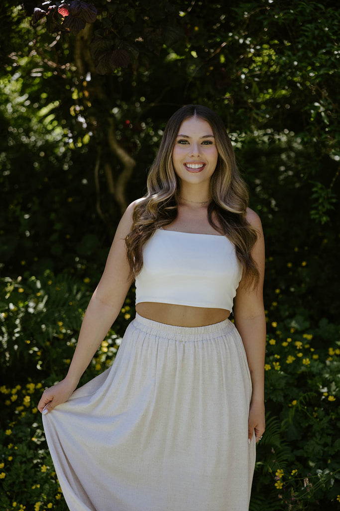Midi Linen Skirt - Oat