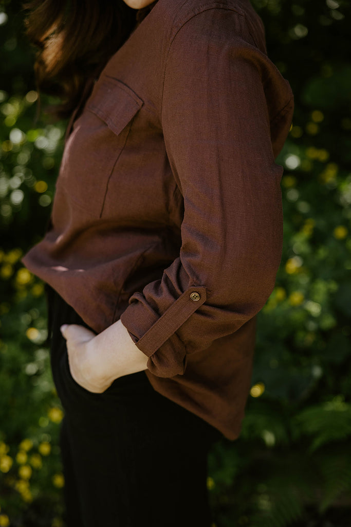 Classic Linen Button Up - Chocolate