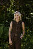 Linen Vest and Shorts Set - Brown