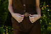 Linen Vest and Shorts Set - Brown