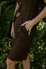 Linen Vest and Shorts Set - Brown