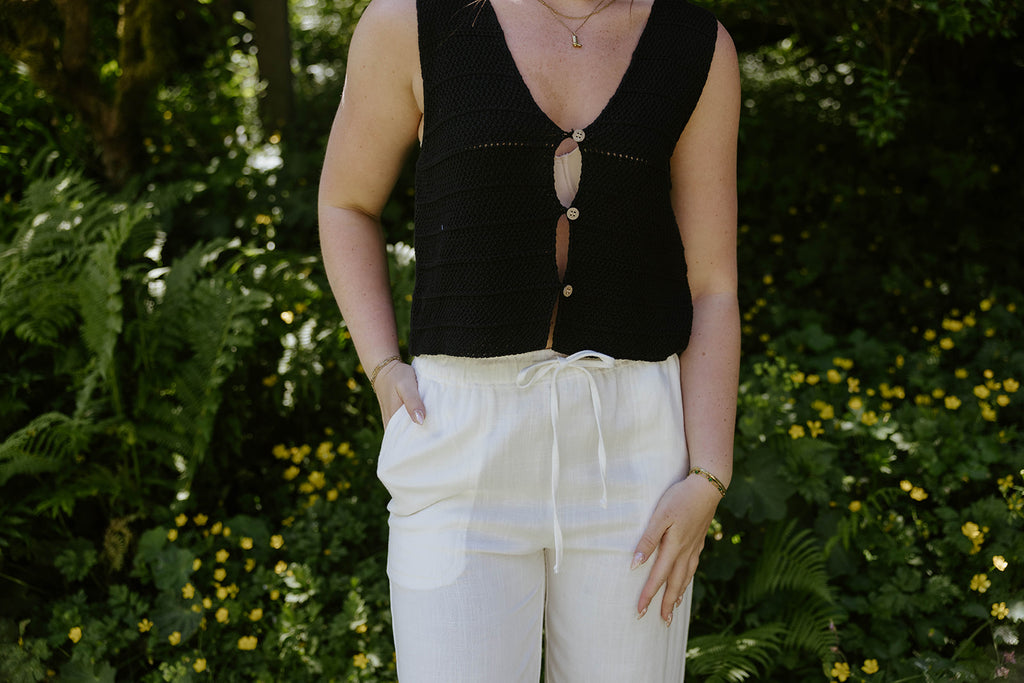 Button Up Knit Tank - Black