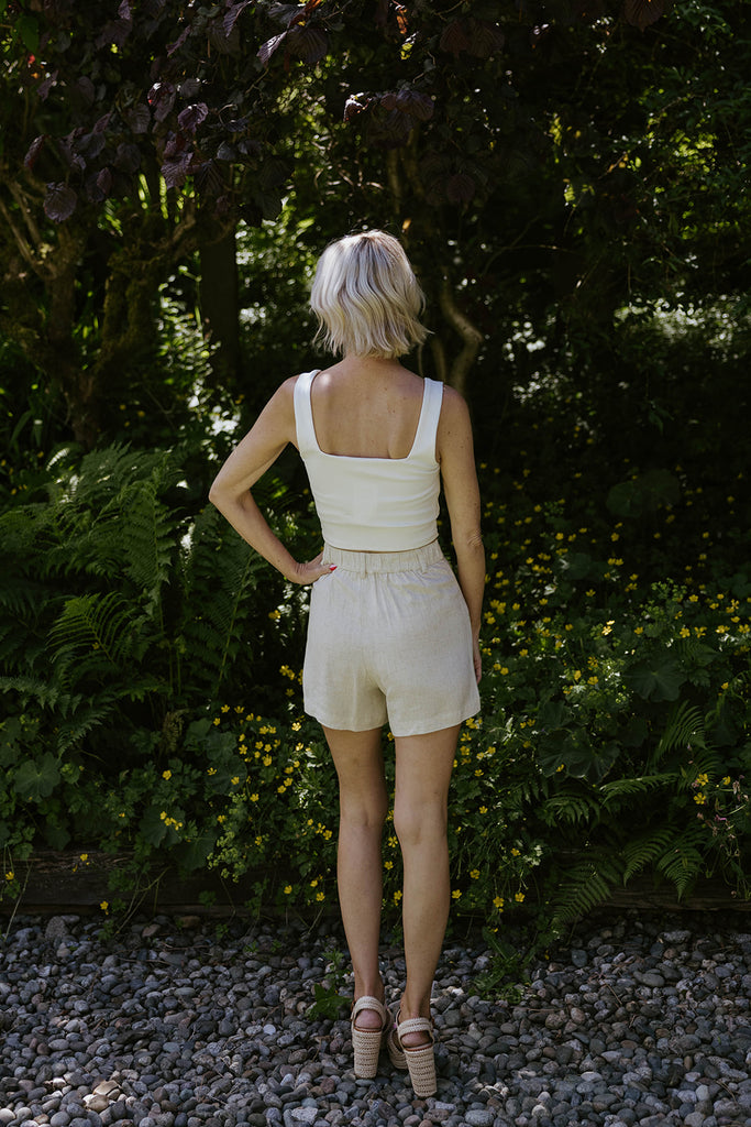 Linen Shorts with Pockets - Oat