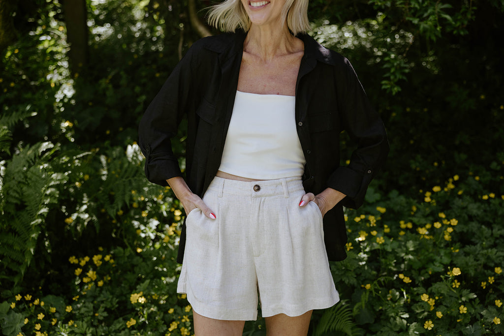 Classic Linen Button Up - Black