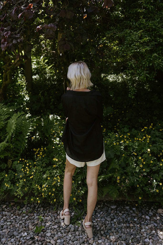 Classic Linen Button Up - Black