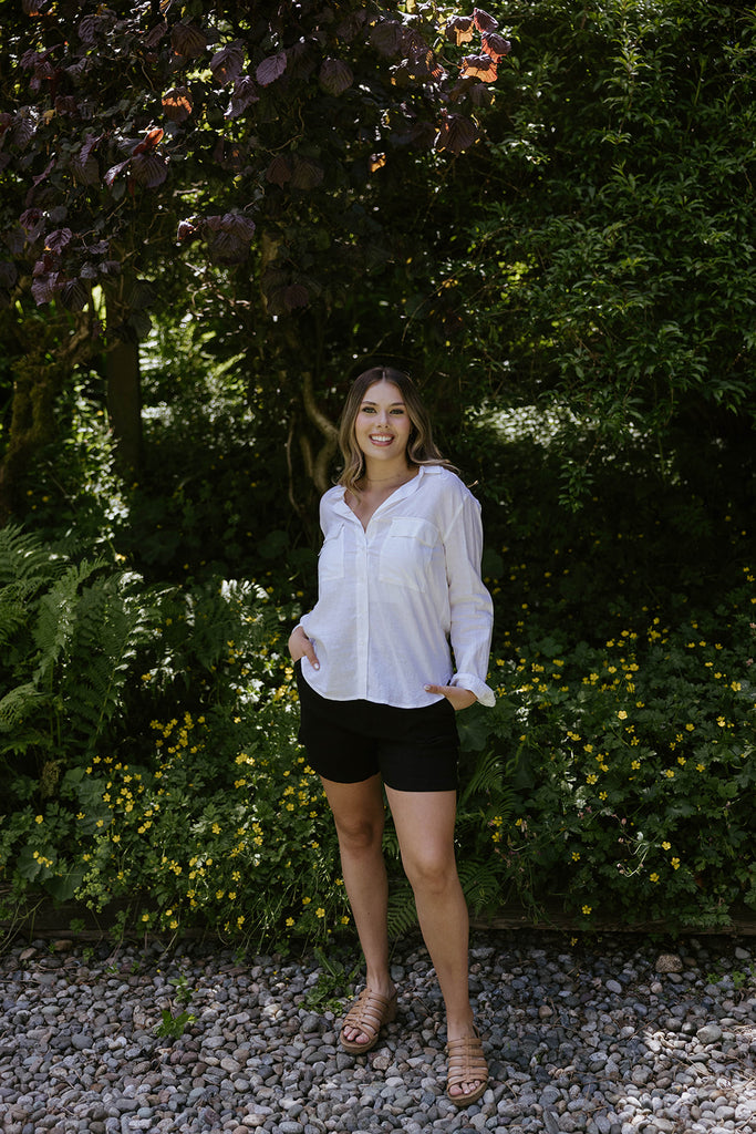 Classic Linen Button Up - White