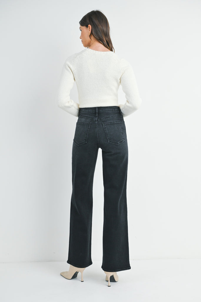 Palazzo Long Jean - Washed Black