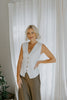 Sleeveless Knit Vest with Gold Buttons - White